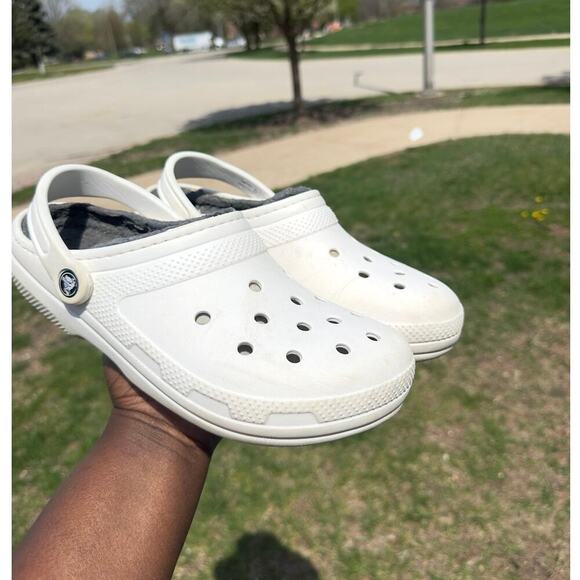 Crocs‎ Classic Lined Clogs White Unisex Size M8 W10 Sandals - Picture 9 of 11